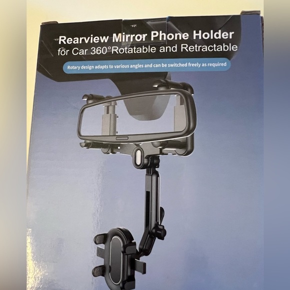 Universal Black Rearview Mirror Phone Holder - Picture 1 of 3